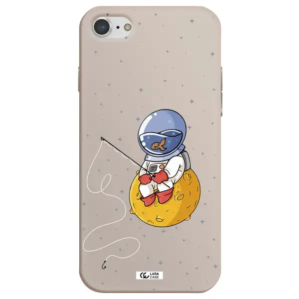 a cartoon of an astronaut sitting on a moon Apple iPhone 8 Silicone Stone Case