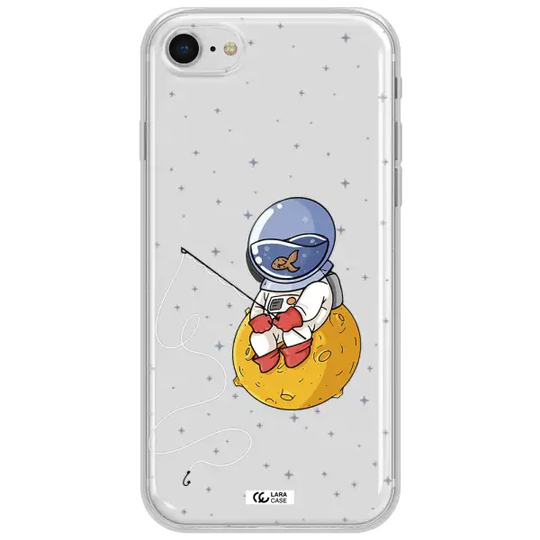 A Cartoon Of An Astronaut Sitting On A Moon Apple Iphone Se 2020 Clear Tpu Case