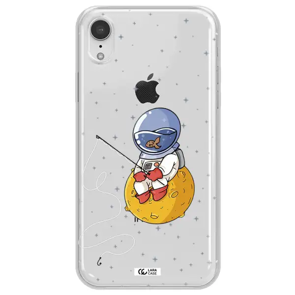 a cartoon of an astronaut sitting on a moon Apple iPhone XR Clear TPU Case