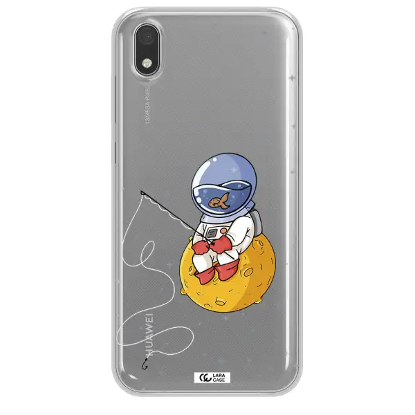 a cartoon of an astronaut sitting on a moon Huawei Honor 8S Clear TPU Case