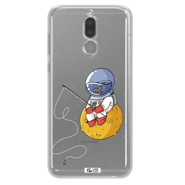 a cartoon of an astronaut sitting on a moon Huawei Mate 10 Lite Clear TPU Case