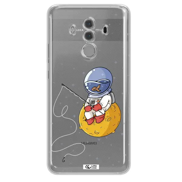 a cartoon of an astronaut sitting on a moon Huawei Mate 10 Pro Clear TPU Case