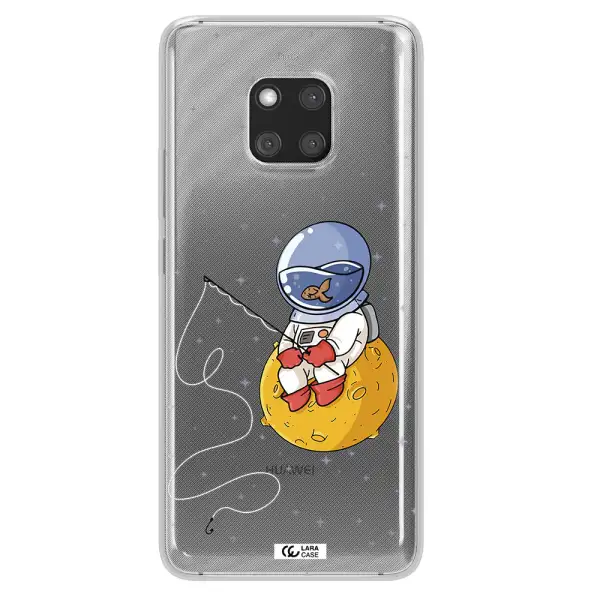 a cartoon of an astronaut sitting on a moon Huawei Mate 20 Pro Clear TPU Case