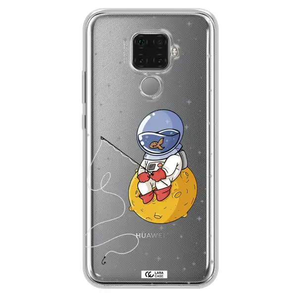 a cartoon of an astronaut sitting on a moon Huawei Mate 30 Lite Clear TPU Case