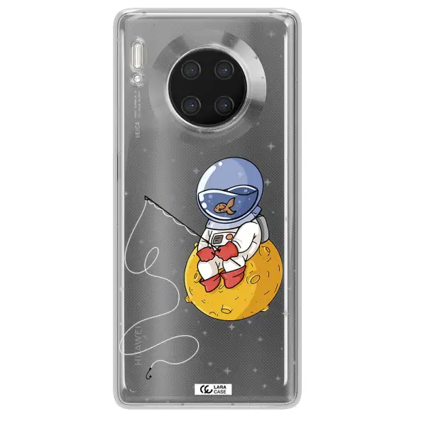 a cartoon of an astronaut sitting on a moon Huawei Mate 30 Pro Clear TPU Case
