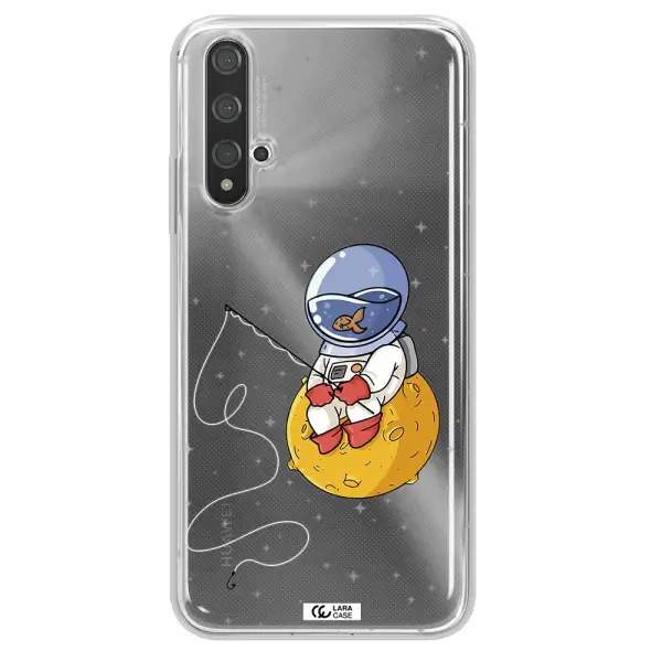 a cartoon of an astronaut sitting on a moon Huawei Nova 5t Clear TPU Case