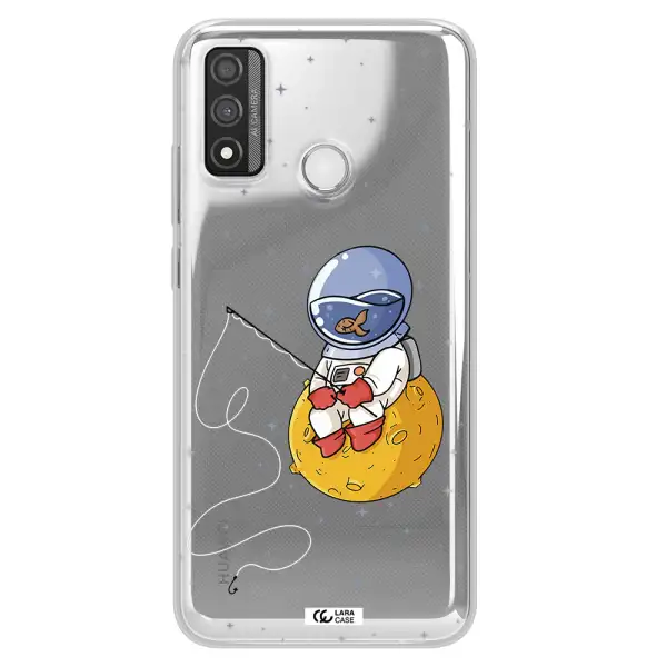 a cartoon of an astronaut sitting on a moon Huawei P Smart 2020 Clear TPU Case