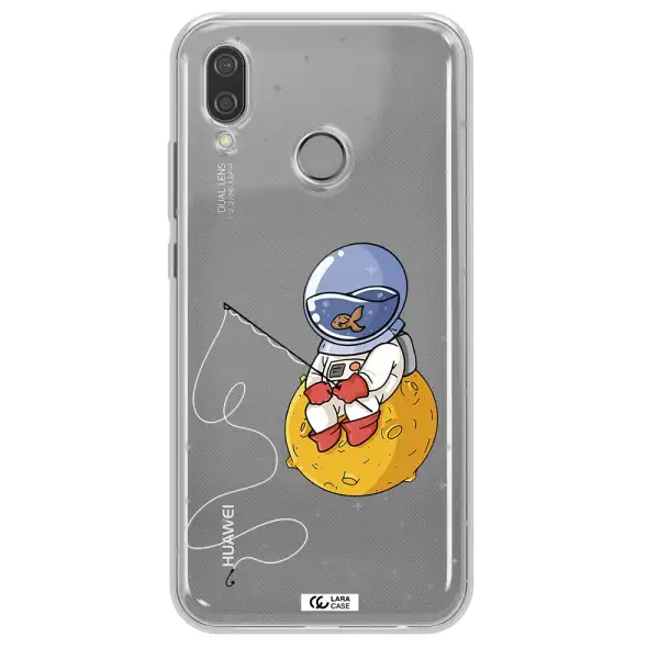 a cartoon of an astronaut sitting on a moon Huawei P20 Lite Clear TPU Case