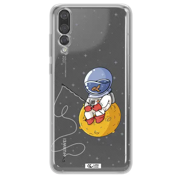 a cartoon of an astronaut sitting on a moon Huawei P20 Pro Clear TPU Case