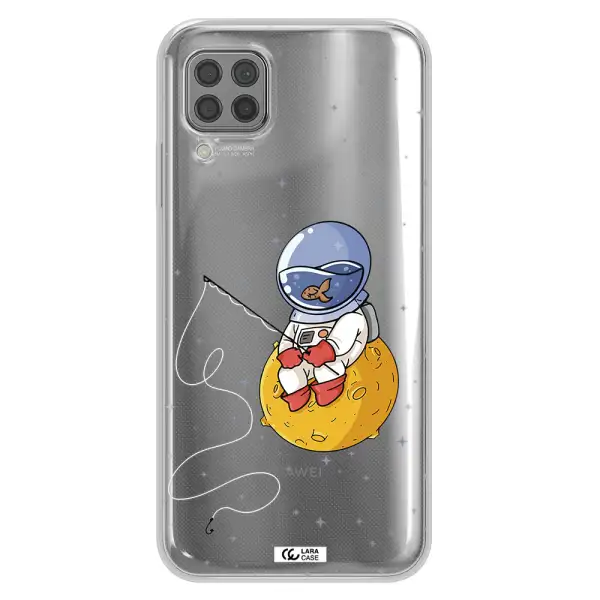 a cartoon of an astronaut sitting on a moon Huawei P40 Lite Clear TPU Case