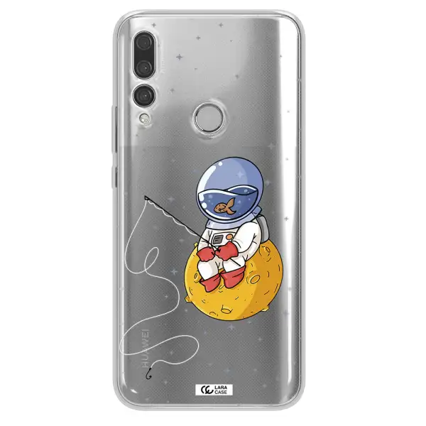 a cartoon of an astronaut sitting on a moon Huawei Y9 Prime 2019 Clear TPU Case