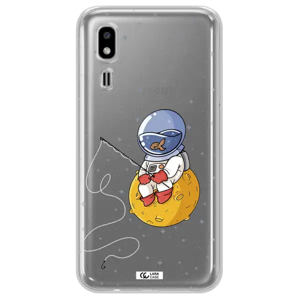 a cartoon of an astronaut sitting on a moon Samsung A2 Core Clear TPU Case