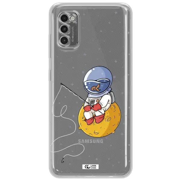 A Cartoon Of An Astronaut Sitting On A Moon Samsung A41 Clear Tpu Case