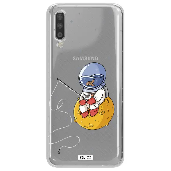 A Cartoon Of An Astronaut Sitting On A Moon Samsung A70S Clear Tpu Case