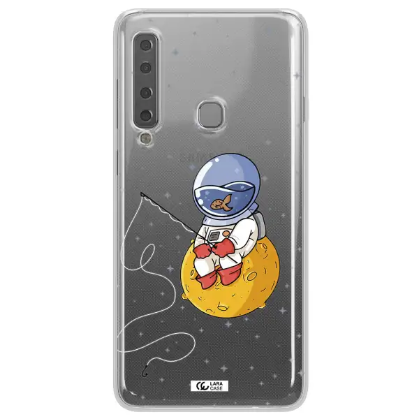 a cartoon of an astronaut sitting on a moon Samsung A9 2018 Clear TPU Case