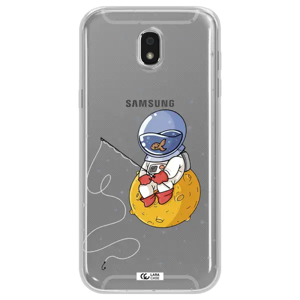 a cartoon of an astronaut sitting on a moon Samsung J5 2017 Clear TPU Case