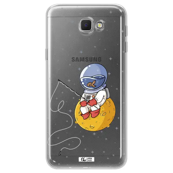 a cartoon of an astronaut sitting on a moon Samsung J5 Prime Clear TPU Case
