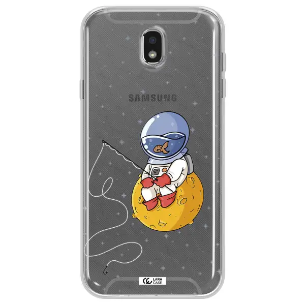 a cartoon of an astronaut sitting on a moon Samsung J7 Pro Clear TPU Case