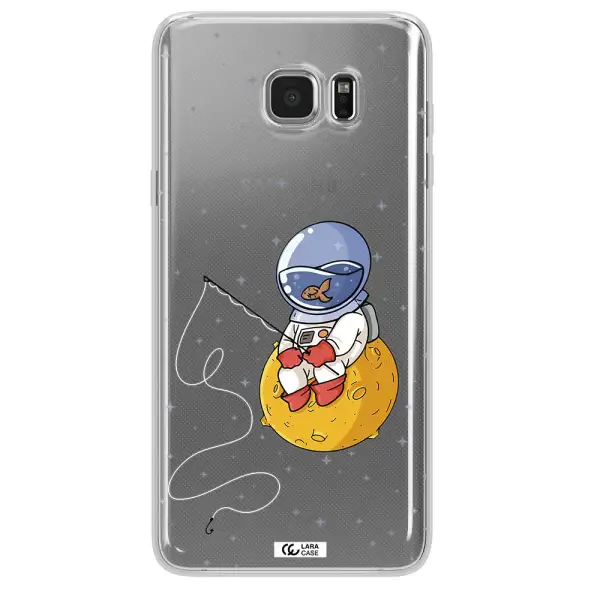 a cartoon of an astronaut sitting on a moon Samsung Note 5 Clear TPU Case