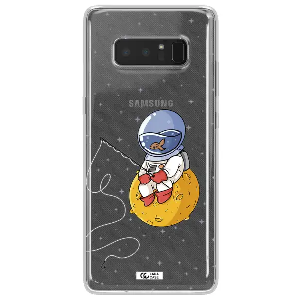 a cartoon of an astronaut sitting on a moon Samsung Note 8 Clear TPU Case