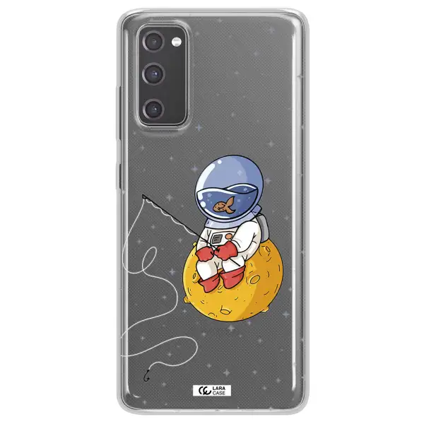 a cartoon of an astronaut sitting on a moon Samsung S20 Fe Clear TPU Case