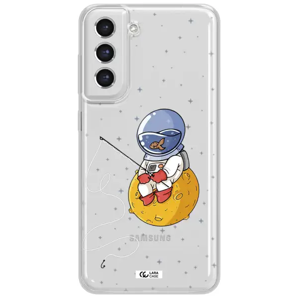 A Cartoon Of An Astronaut Sitting On A Moon Samsung S21 Fe Clear Tpu Case