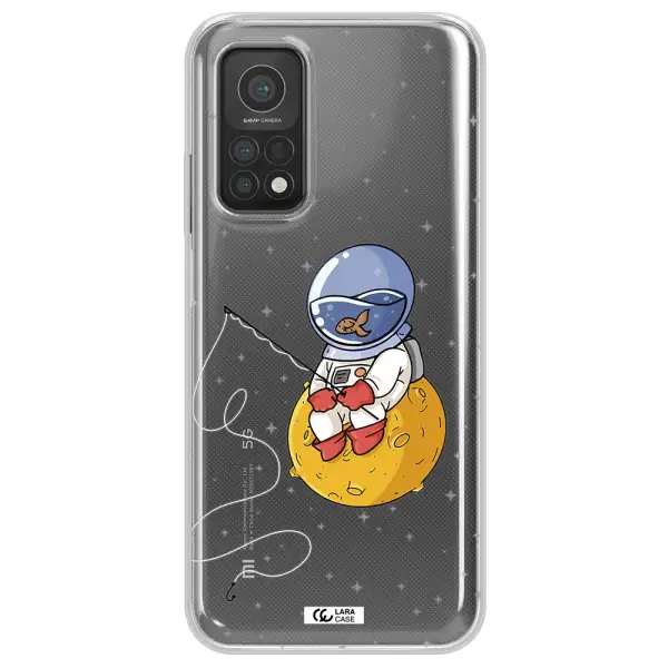 a cartoon of an astronaut sitting on a moon Xiaomi Mi 10T Clear TPU Case