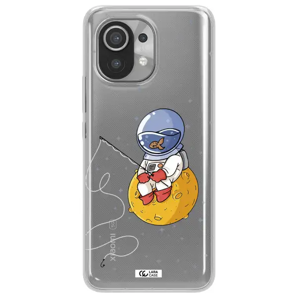 a cartoon of an astronaut sitting on a moon Xiaomi Mi 11 Clear TPU Case