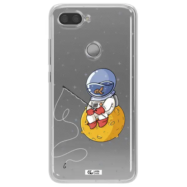 a cartoon of an astronaut sitting on a moon Xiaomi Mi 8 Lite Clear TPU Case