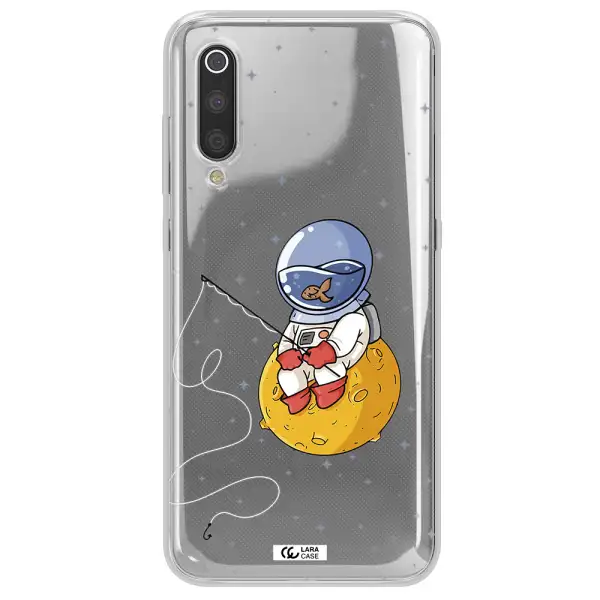 a cartoon of an astronaut sitting on a moon Xiaomi Mi 9 Clear TPU Case
