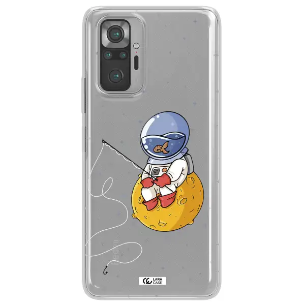 a cartoon of an astronaut sitting on a moon Xiaomi Note 10 Pro Clear TPU Case