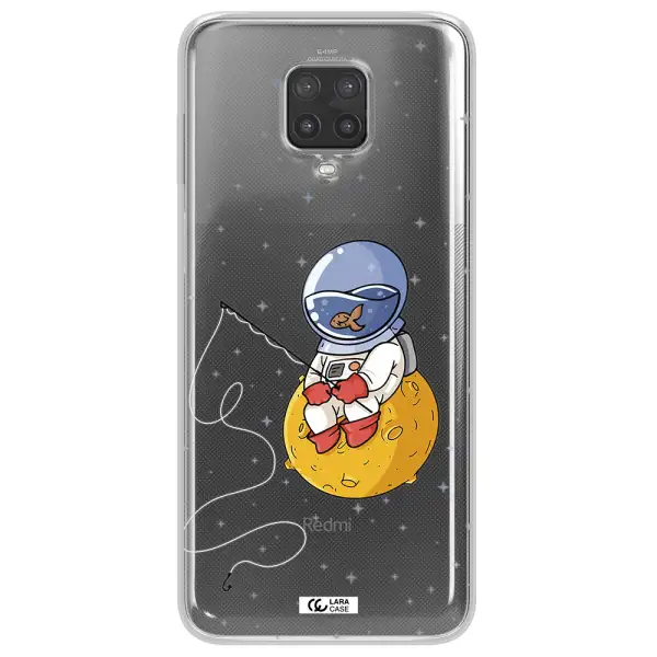 a cartoon of an astronaut sitting on a moon Xiaomi Note 9 Pro Clear TPU Case