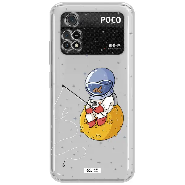 A Cartoon Of An Astronaut Sitting On A Moon Xiaomi Poco M4 Pro 4G Clear Tpu Case