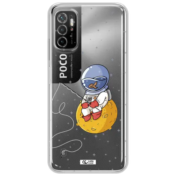 A Cartoon Of An Astronaut Sitting On A Moon Xiaomi Poco M4 Pro 5G Clear Tpu Case