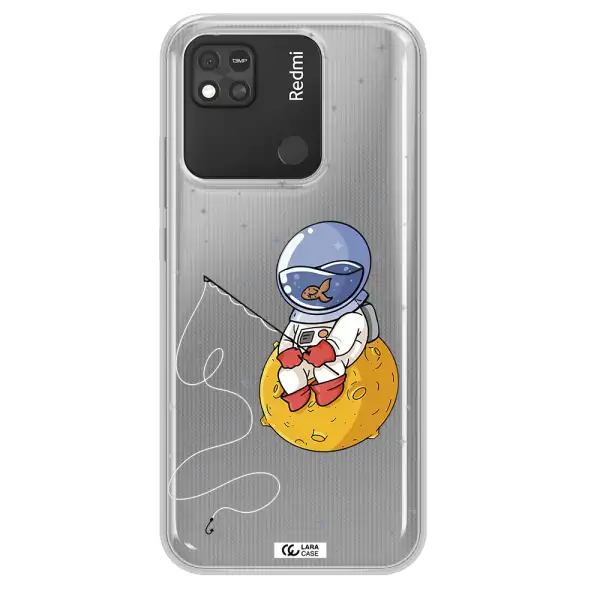 a cartoon of an astronaut sitting on a moon Xiaomi Redmi 10A Clear TPU Case
