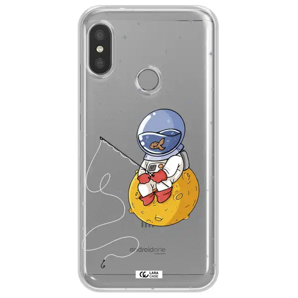 a cartoon of an astronaut sitting on a moon Xiaomi Redmi 6 Pro Clear TPU Case