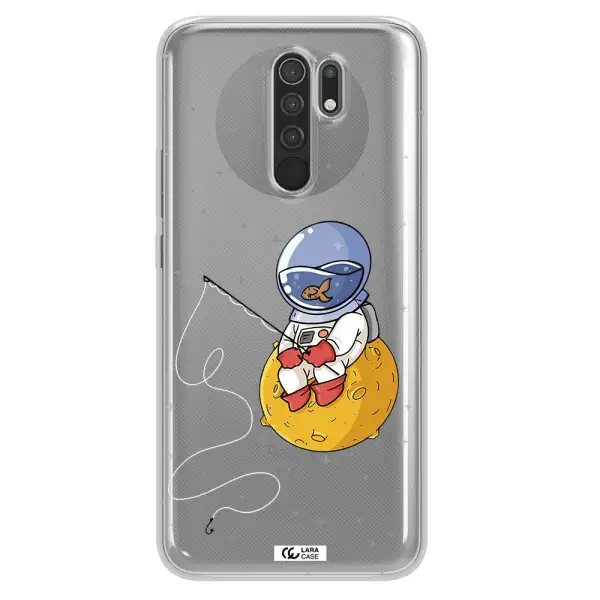 a cartoon of an astronaut sitting on a moon Xiaomi Redmi 9 Clear TPU Case