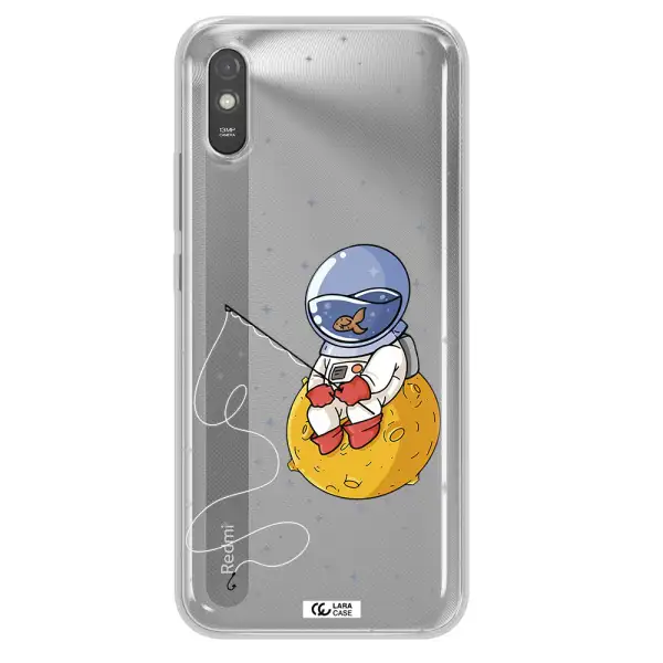 a cartoon of an astronaut sitting on a moon Xiaomi Redmi 9A Clear TPU Case