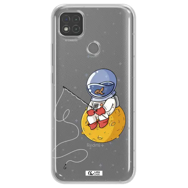 a cartoon of an astronaut sitting on a moon Xiaomi Redmi 9C Clear TPU Case