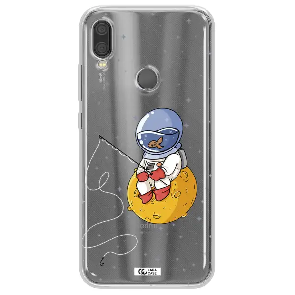 a cartoon of an astronaut sitting on a moon Xiaomi Redmi Note 7 Clear TPU Case