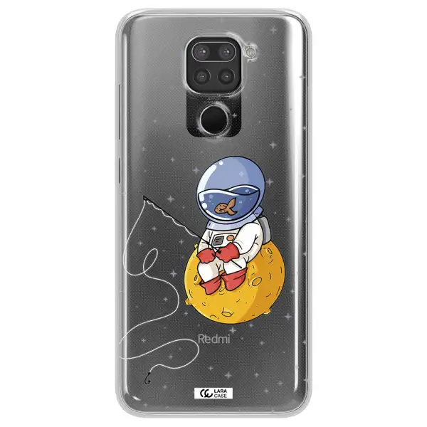 a cartoon of an astronaut sitting on a moon Xiaomi Redmi Note 9 Clear TPU Case