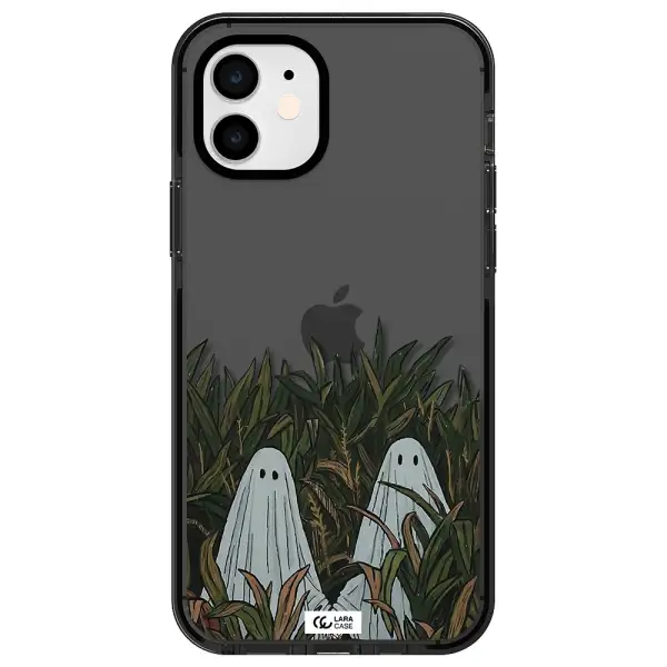 a group of ghosts in a field of grass Apple iPhone 11 impact Smoke Black Case