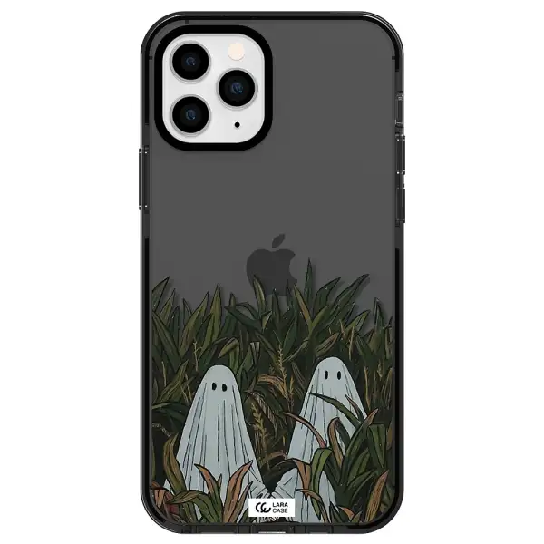 a group of ghosts in a field of grass Apple iPhone 11 pro max impact Smoke Black Case