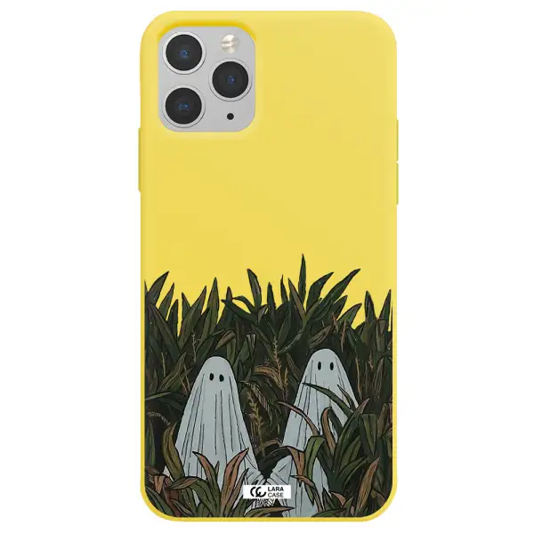a group of ghosts in a field of grass Apple iPhone 11 pro max Silicone canary yellow Case