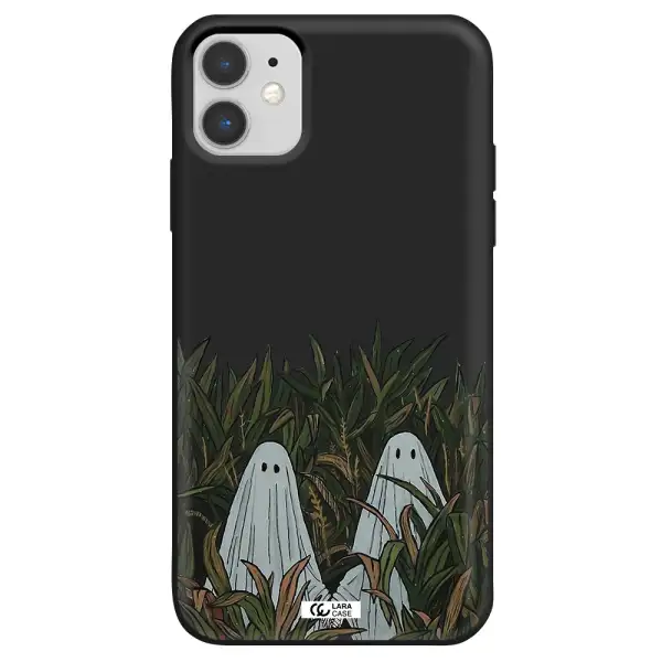a group of ghosts in a field of grass Apple iPhone 11 Silicone black Case