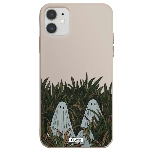 a group of ghosts in a field of grass Apple iPhone 11 Silicone Stone Case