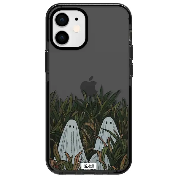 a group of ghosts in a field of grass Apple iPhone 12 mini impact Smoke Black Case