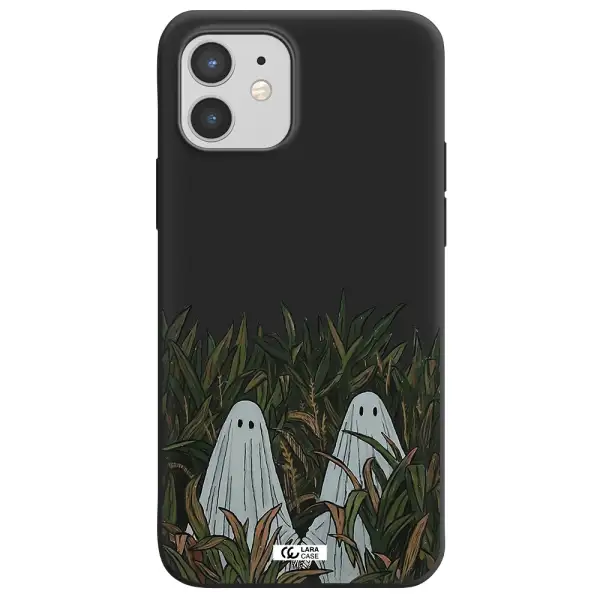 a group of ghosts in a field of grass Apple iPhone 12 mini Silicone black Case