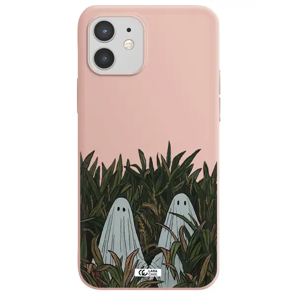 a group of ghosts in a field of grass Apple iPhone 12 mini Silicone pastel pink Case