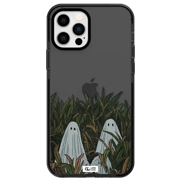 a group of ghosts in a field of grass Apple iPhone 12 pro impact Smoke Black Case